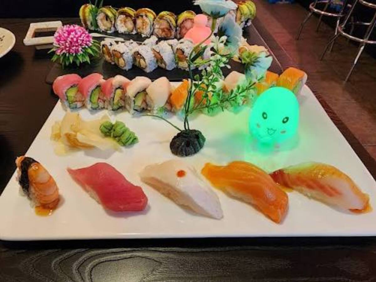 Platter of nigiri and specialty rolls at Q Sushi
